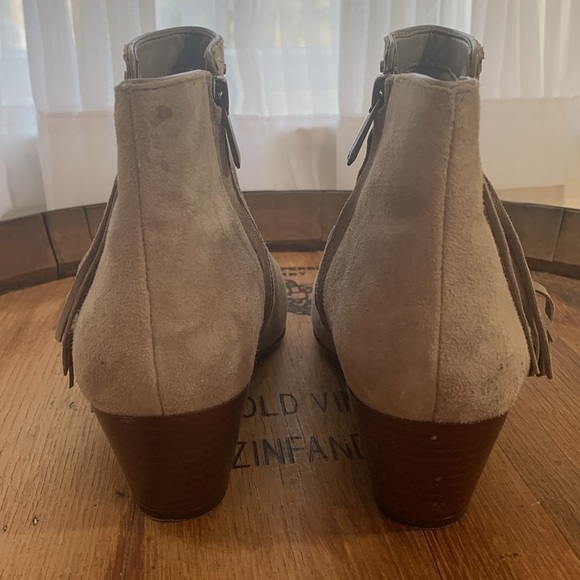 Sam Edelman | Rudie Tan Suede Fringe Tassel Studded Zip Slip On Ankle Boots 7M - Picture 7 of 17